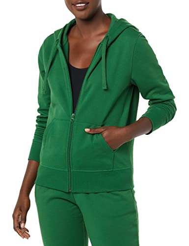 Amazon Essentials Women's French Terry Fleece Full-Zip Hoodie (Available in Plus Size), Green, Medium