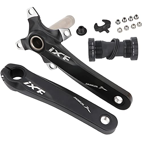 Goyappin Bike Cranksets, ixf Crankset with Bottom Bracket, 170mm 104 BCD Bike Crank Arm Set, for Road Mountain Bike(Black, 1 Pair)