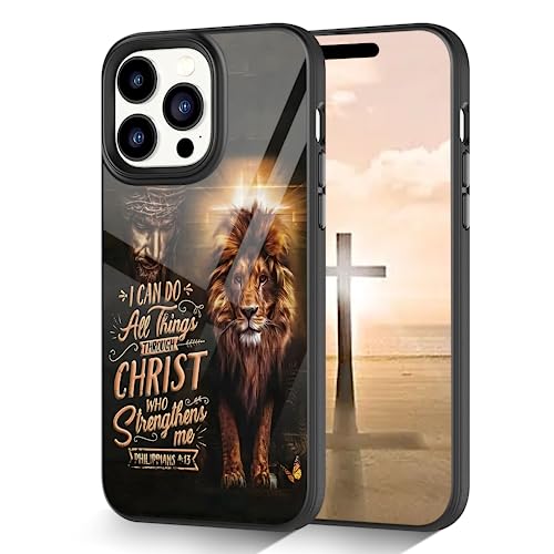 I Can Do All Things Through Christ God Lion of Judah Bible Phone Cover Compatible with Samsung S23 S22 S21 S20 FE A14 A54 A03S A53 A13 for iPhone 15 14 13 12 11 Pro Max Mini XR 8 Plus