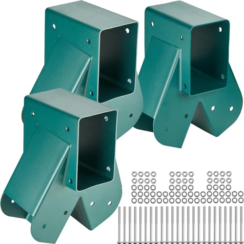 VEVOR 3PC A-Frame Middle Swing Set Brackets, Heavy Duty Carbon Steel Swing Set Hardware with Mounting Hardware, DIY Swing Set Bracket Swing Set Kit for 4x4 Legs & 4x6 Beam, Green