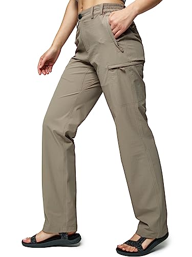 MIER Women's Quick Dry Cargo Pants Lightweight Tactical Hiking Pants, Stretchy and Water-Resistant, Rock Grey, 10, Staright