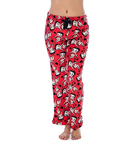 Betty Boop Women's Sleepwear Plush Fleece Lounge Pajama Sleep Pants S to XL (Red, M)