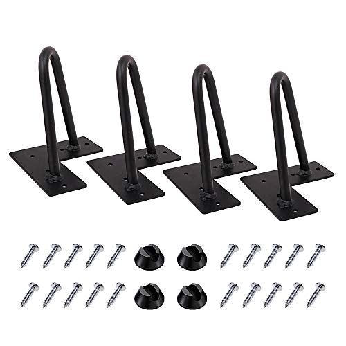 MSOBAIW Hairpin Legs 4 inch Set of 4, DIY Furniture Metal Table Legs Perfect for Cabinet, Wardrobe, TV Cabinets, Drawers, Nightstand, 3/8' Diameter Satin Black Two-Rod Mid Century Modern Style