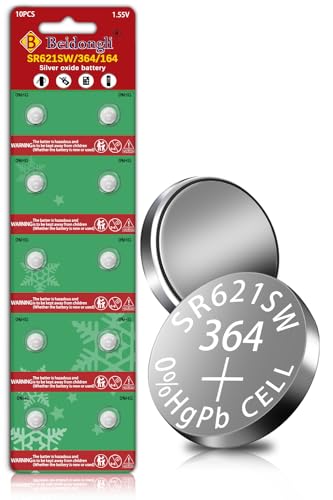 SR621SW Battery 364 621 for Watch Battery 1.5V Button Cell Pack of 10【3-Year Warranty】