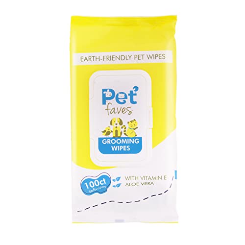 Pet Faves Dog Wipes for Cleaning and Deodorizing | Hypoallergenic Grooming Wipes for Paws and Butt, Clean Face & Body Between Baths, Plant Based Natural Pet Wipes for Dogs and Puppy (100 Count)