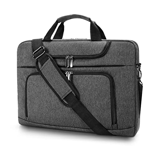 BERTASCHE Laptop Bag 17.3 inch for Men, Laptop Case Computer Bag for Work Business Trip Laptop Carrying Case w/Shoulder Strap Grey