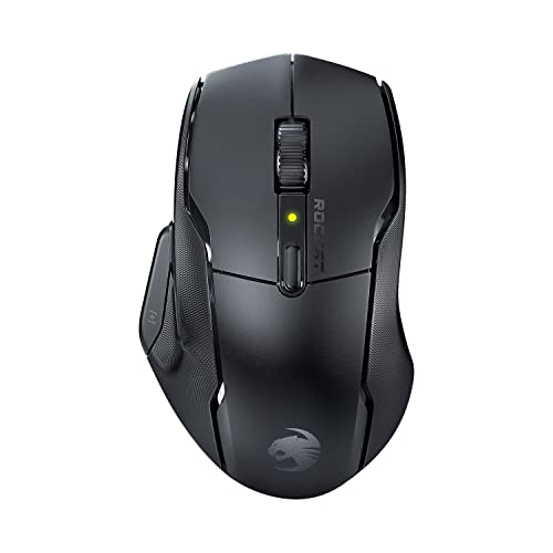 ROCCAT Kone Air - Wireless Ergonomic Gaming Mouse with 800 Hour Battery Life, 19K DPI Optical Sensor, Double-Injected Rubber Side Grips, Programmable Button Design, and Titan Optical Switches - Black