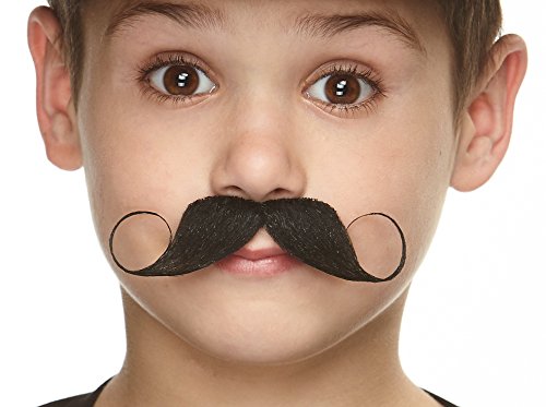Mustaches Self Adhesive Imperial Fake Mustache for Kids, Novelty, Small False Facial Hair, Costume Accessory for Children, Black Color