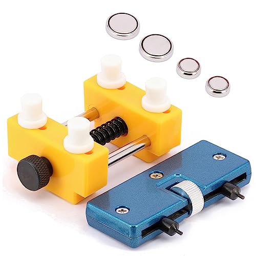Wellfit Watch Back Remover Tool Kit, Watch Case Back Opener with 4pcs Watch Battery