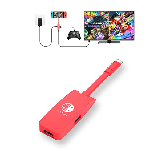 Aiaabq Switch Dock for Nintendo,Portable TV Docking Station Replacement for Nintendo Switch Dock with USB C to HDMI Adapter Compatible Suitable Switch OLED/MacBook/Laptop/iPAD Pro/Phone (Mini red)