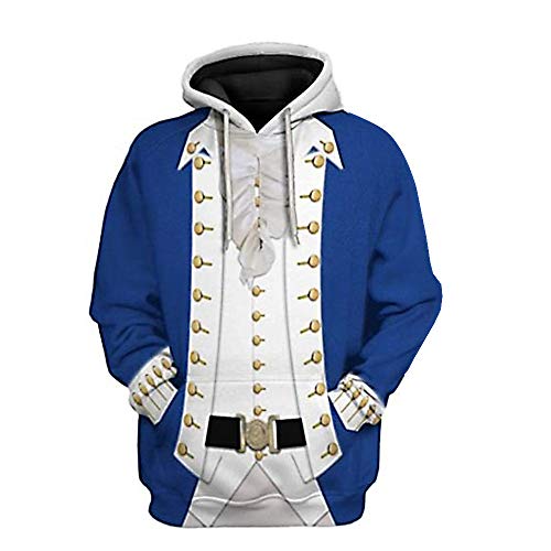 SUOLA 3D Printed Pullover Hoodie Jacket Coat for Influential Historical Figures President Leader Cosplay Costume, Alexander Hamilton, Medium