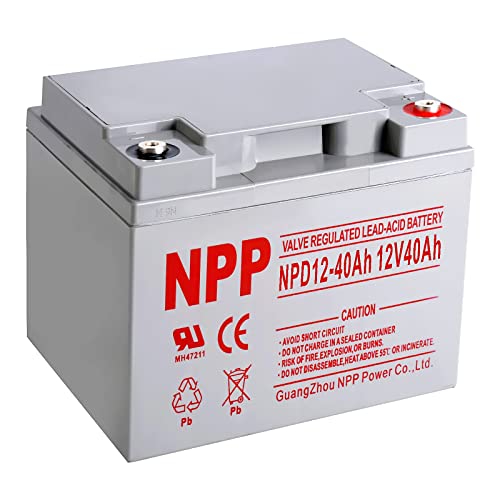 NPP NPD12-40Ah 12V 40AH 12Volt Rechargeable AGM Deep Cycle SLA Sealed Lead Acid Battery with Button Style Terminals