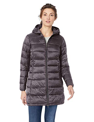 Amazon Essentials Women's Lightweight Water-Resistant Hooded Puffer Coat (Available in Plus Size), Charcoal Heather, X-Large