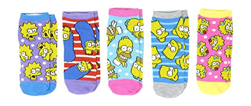 Hyp The Simpsons Character Faces Juniors/Womens 5 Pack Ankle Socks Shoe Size 4-10