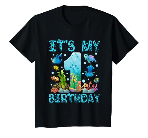 Kids It's My 1st Birthday Boy Outfit Sea Fish Ocean Animals T-Shirt