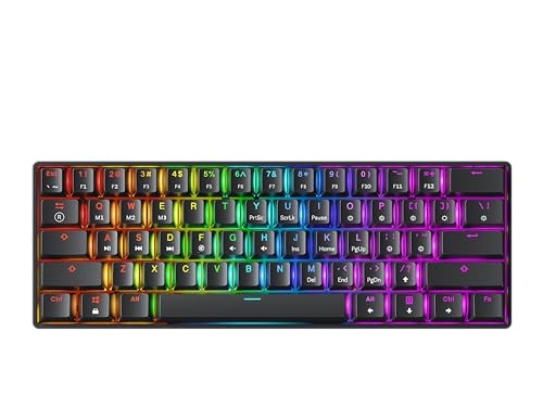 GK61 Mechanical Gaming Keyboard - 61 Keys Multi Color RGB Illuminated LED Backlit Wired Programmable for PC/Mac Gamer (Gateron Optical Yellow, Black)