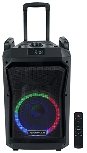 Rockville RockNGo 800 10' Portable Wireless Bluetooth Speaker w/LED/Wheels/Loud!, Black