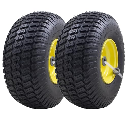 MARASTAR 15x6.00-6 Tire and Wheel Assembly, Replacement Riding Lawn Mower Front Tires Compatible with 100 and 300 Series John Deere Riding Mowers, 2 pack