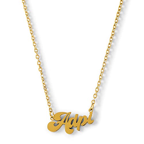 Sorority Shop Alpha Delta Pi Necklace — Retro Font Design with 18K Gold Plating, Alpha Delta Pi Gifts for Women