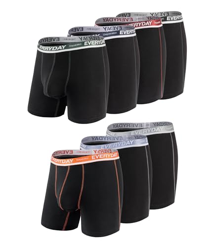 Separatec Cotton Dual Pouch Mens Underwear Comfortable Soft Everyday Boxer Briefs for Men 7 Pack(L, Black)
