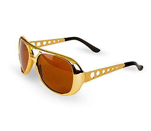 Big Mo's Toys Rockstar 50’s, 60’s Style Aviator Shades, Gold Celebrity Sunglasses 1 Pair