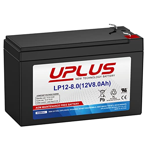 UPLUS LP12-8 12 Volt 8Ah Rechargeable AGM Battery, DJW12-7.2F SLA Battery Replacement Batteries for Verizon Fios, UPS System, Electric Scooter, Home Alarm System, Kids Ride on Truck etc.