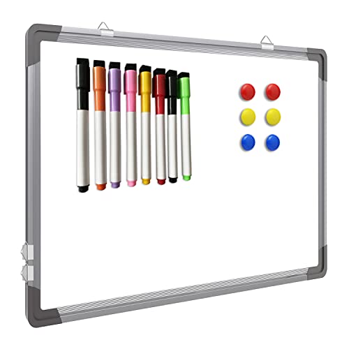 Dry Erase White Board 16' x 12'Hanging,8 Magnetic Markers ，6 Magnets,Portable Writing, Drawing & Planning Small Whiteboard Easy to Clean Wall Whiteboard for Office School, Kids, Home