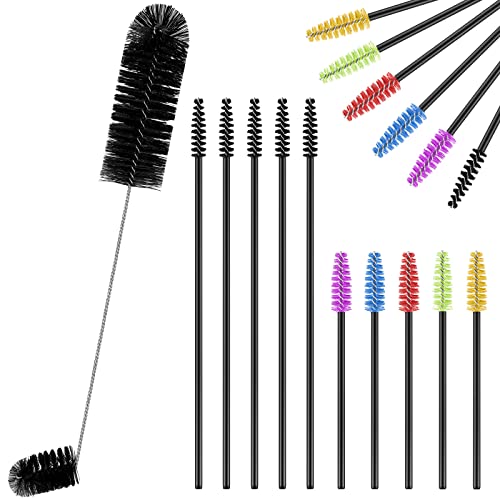 Hummingbird Feeder Cleaning Brush 19 Pieces 3 Size Mini Nylon Tube Brush Set Double Headed Hummingbird Brush Cleaner Clean Hard to Reach Places Tiny Cleaning Brush Kit 2 in 1 Hummingbird Brush (Black)