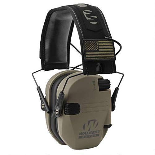 Walker's Razor Slim Folding Electronic Ear Protection with Sound Activated 23dB Noise Reduction and Sound Amplification, Tan Patriot