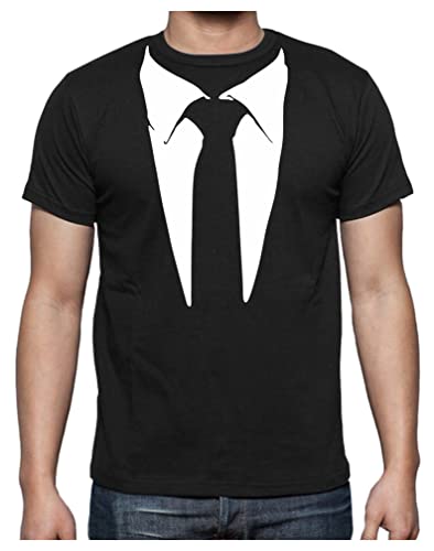 Tuxedo Shirts for Men Printed Suit & Tie Funny Costume Novelty Mens Tux Shirt Small Black