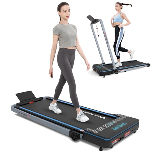 CITYSPORTS Folding Treadmill, Compact Foldable Treadmill, Electric Treadmill 1400W Motorized Running, Folding Treadmill Under Desk Electric Treadmill (Blue&Black)
