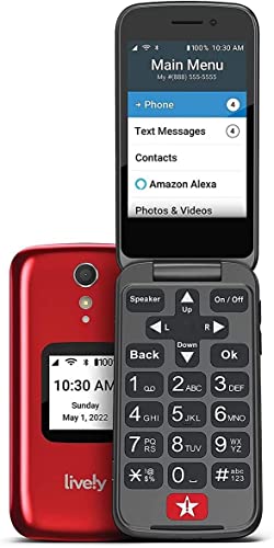LIVELY Jitterbug Flip2 - Flip Cell Phone for Seniors - Not Compatible with Other Wireless Carriers - Must Be Activated with Lively Phone Plan - Red Flip Phone