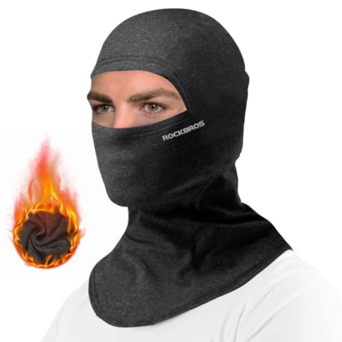 ROCKBROS Cold Weather Balaclava Ski Mask for Men Windproof Thermal Winter Scarf Mask Women Neck Warmer Hood for Cycling Black Grey