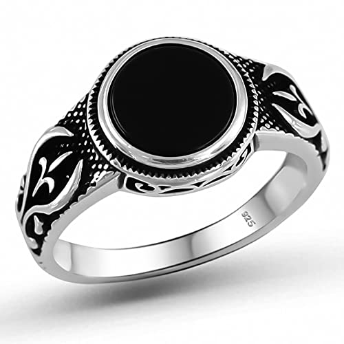 Onyx Stone 925 Sterling Silver Turkish Handmade Ottoman Men Ring Gift for Him (10)