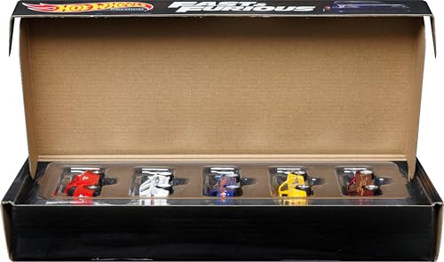 Hot Wheels Fast and Furious Premium Bundle, Set of 5 Die-Cast 1:64 Scale Toy Cars in Collectible Box