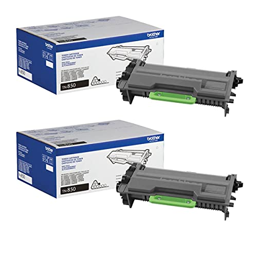 Brother Genuine TN850 2-Pack High Yield Black Toner Cartridge with Approximately 8,000 Page Yield/Cartridge