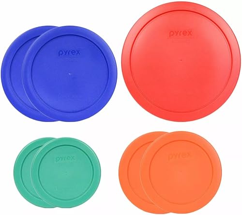 Pyrex (2) 7202-PC 1-Cup, (2) 7200-PC 2-Cup, (2) 7201-PC 4-Cup, & (1) 7402-PC 6/7-CupFood Storage Plastic Replacement Lid - Made in the USA