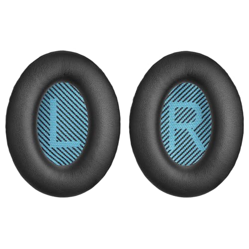 Aurivor Replacement Ear-Pads Cushions for Bose QuietComfort QC-35 QC-35-ii QC-25 QC-15 QC-2 Headphone, Ae2/Ae2i/Ae2W SoundLink SoundTrue Around-Ear, with Soft Protein Leather, Added Thickness (Black)