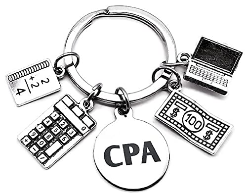 Kit's Kiss CPA Keychain Certified Public Accountant Gift Auditor Gift CPA Graduation Gift Accounting Auditing Bookkeeping Calculator Computer Charm Accountant Keychain