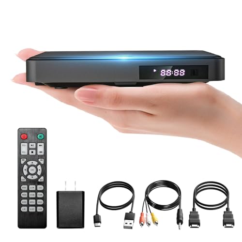 Mini DVD Player HDMI, Miuscall-C DVD Player for TV Included HDMI RCA Cord, All Region Compact DVD Player, Breakpoint Memory Support USB, Built-in PAL/NTSC, Small DVD Player for TV with Remote Control