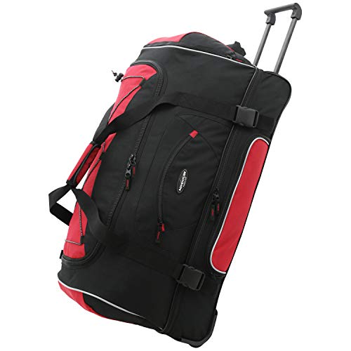Travelers Club Adventure Rolling Travel Duffel Bag, Red, 36-Inch
