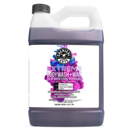Chemical Guys CWS207 Extreme Bodywash & Wax Foaming Car Wash Soap, (Works with Foam Cannons/Guns or Bucket Washes) For Trucks, Motorcycles, RVs & More, 128 fl oz (1 Gallon), Grape Scent