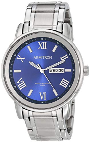 Armitron Men's 20/4935BLSV Day/Date Function Silver-Tone Bracelet Watch