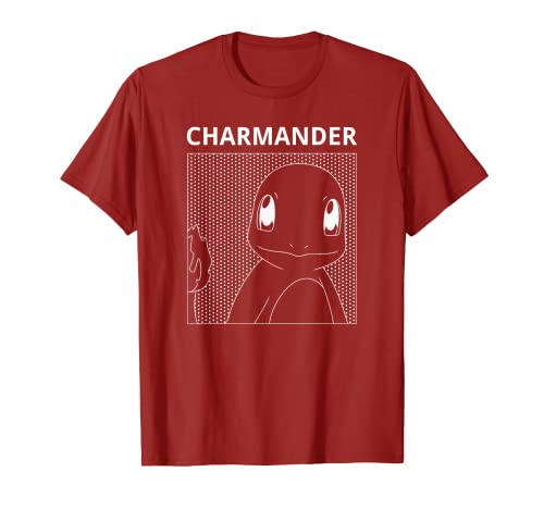 Pokémon Charmander Stipple Background Outline T-Shirt
