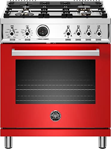 Bertazzoni PROF304DFSROT Professional Series Dual Fuel Range, 30' DF, Red