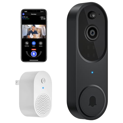 Occuwave 1080P Video Doorbell Camera Wireless, Cloud Storage, Live Image, 2-Way Audio, Night Vision, Included Ring Chime, 2.4Ghz WiFi Only, IP65 Waterproof, Indoor Surveillance, Real-Time Alert