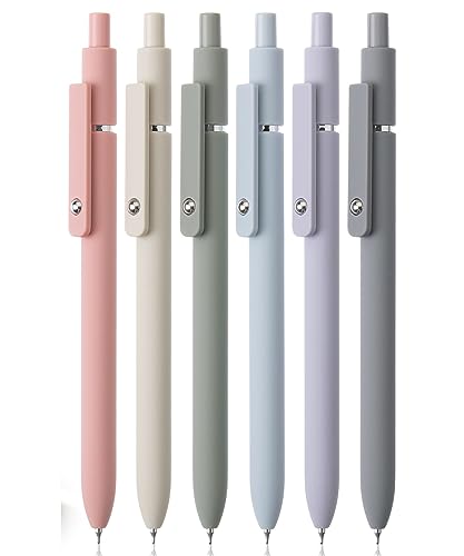 Mr. Pen - Retractable Fine Point Gel Pens, 6 Pack, Morandi Barrels, Fast Dry Ink, Cute Aesthetic Pens for Journaling