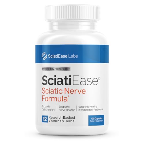 SciatiEase Sciatic Nerve Health Support Supplement - Nerve Support Formula with AlphaPalm, Pea, Vitamin B Complex, Alpha Lipoic Acid 300mg - 120 Capsules