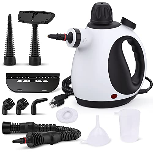 KOITAT Handheld Steam Cleaner, Steam Cleaner for Home with 10 Accessory Kit, Multipurpose Portable Upholstery Steamer Cleaning with Safety Lock to Remove Grime, Grease, and More, White