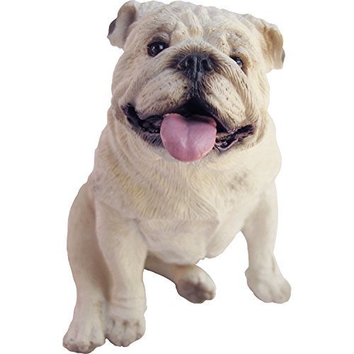 Sandicast Sculpture, Small, Sitting White Bulldog